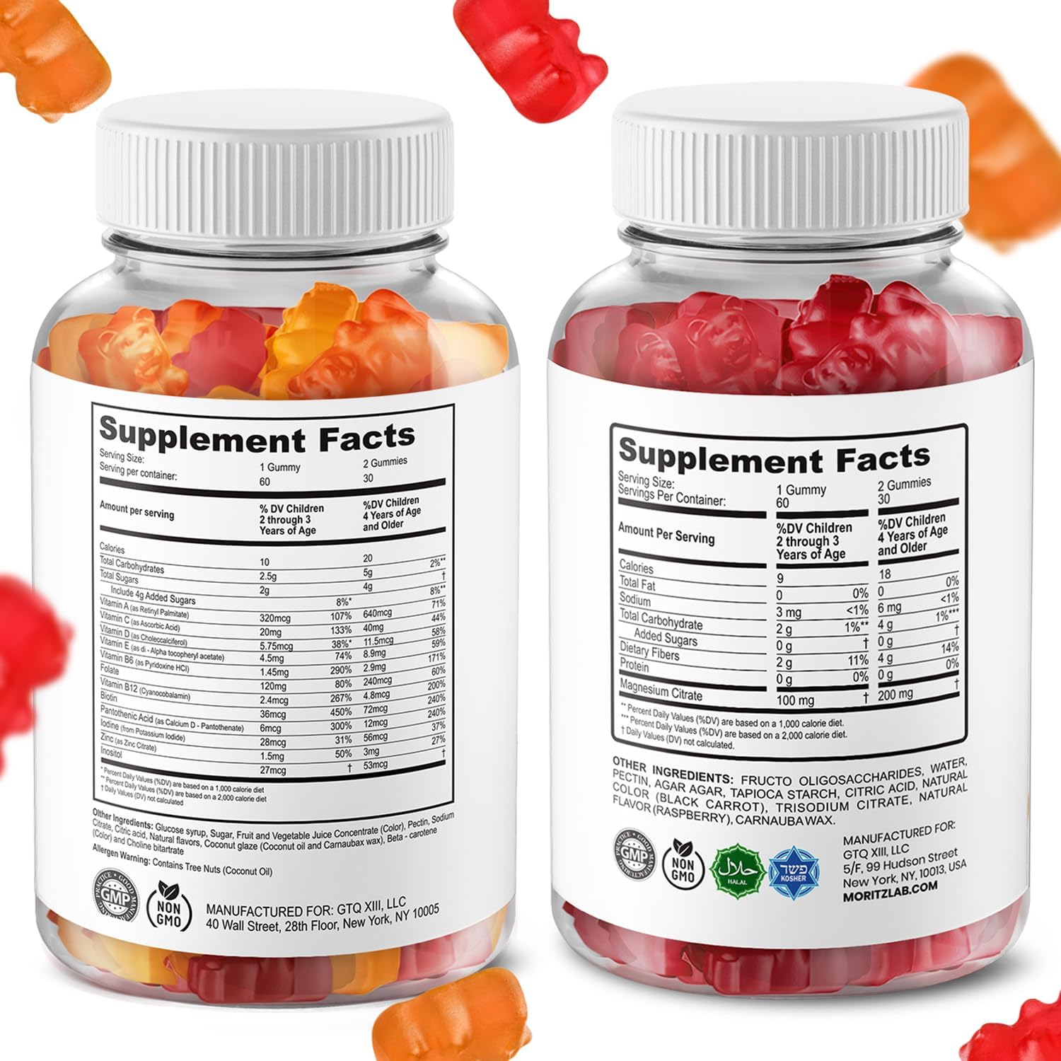 DR. MORITZ Kids Magnesium Gummies (60 Count, 2 Pack) and Kids Multivitamin Gummies (60 Count, 2 Pack) Bundle - for Relaxation and Health Support - Toddler Vitamins - Magnesium Calm Supplement - Image 2