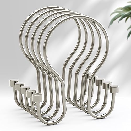 Miniatura 23 de AmazerBath Ganchos cromados para cortina de ducha, anillos de cortina de ducha, ganchos simples de doble cara para cortina de ducha, a prueba de