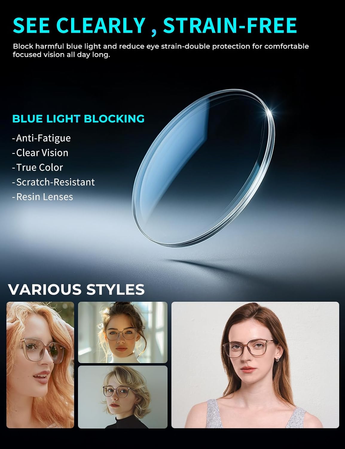 Vintage Cat-eye Blue Light Blocking Glasses for Women, Lightweight TR90 Fashion Eyeglasses - Image 4