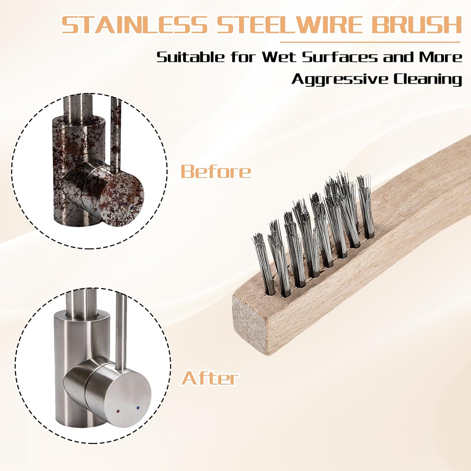 Wood Handle Wire Scratch Brush Sets (18, 18Pack-7.8in Stainless Steel Small Wire Scratch Brushes with Beech Wood Handle)