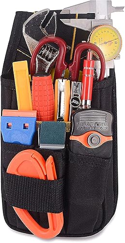 WINJUN - Bolsa de herramientas para ventana, organizador de herramientas de vinilo, Oxford negro, impermeable, para herramientas, con múltiples
