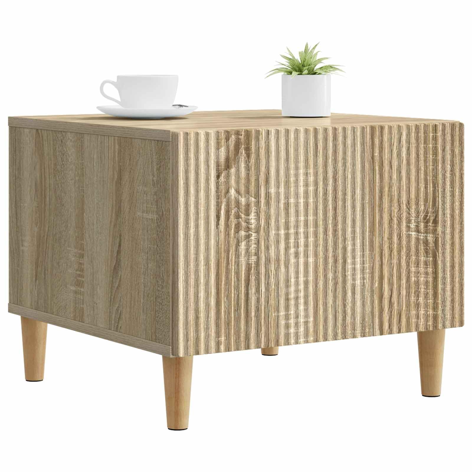 Stolik kawowy dąb Sonoma 49 x 50 x 40 cm z materiału drewnopochodnego stolik pomocniczy z miejscem do przechowywania i szufladą do salonu, salonu, biura, wszechstronny, trwały, nowoczesny