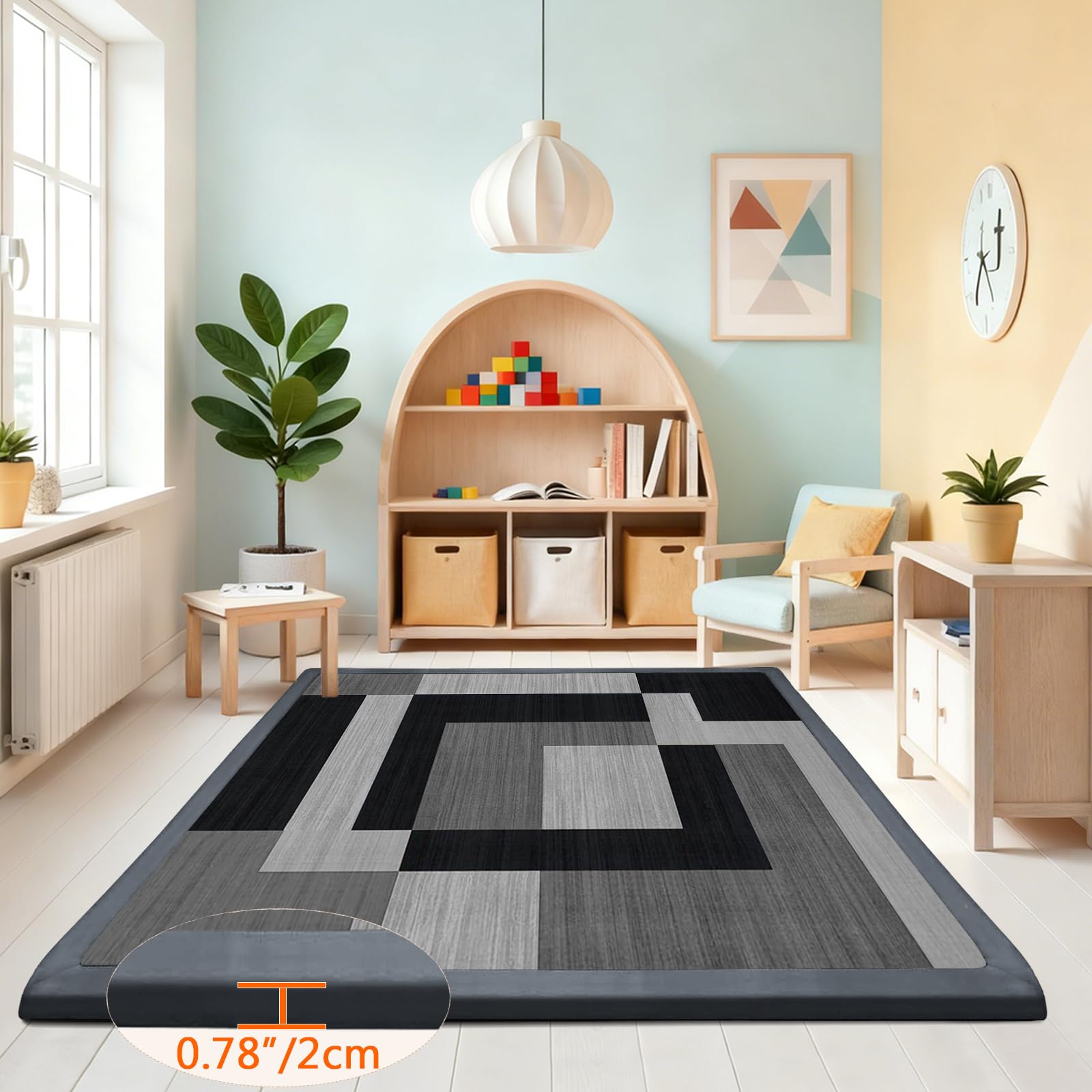 Spielmatte Baby/Krabbelmatte Baby, Teppich für Kinderzimmer mit hochwertigem Memory-Schaum, 2 cm Dick Krabbelmatte Baby, Krabbeldecke, Tatami Matte 190 x 300cm