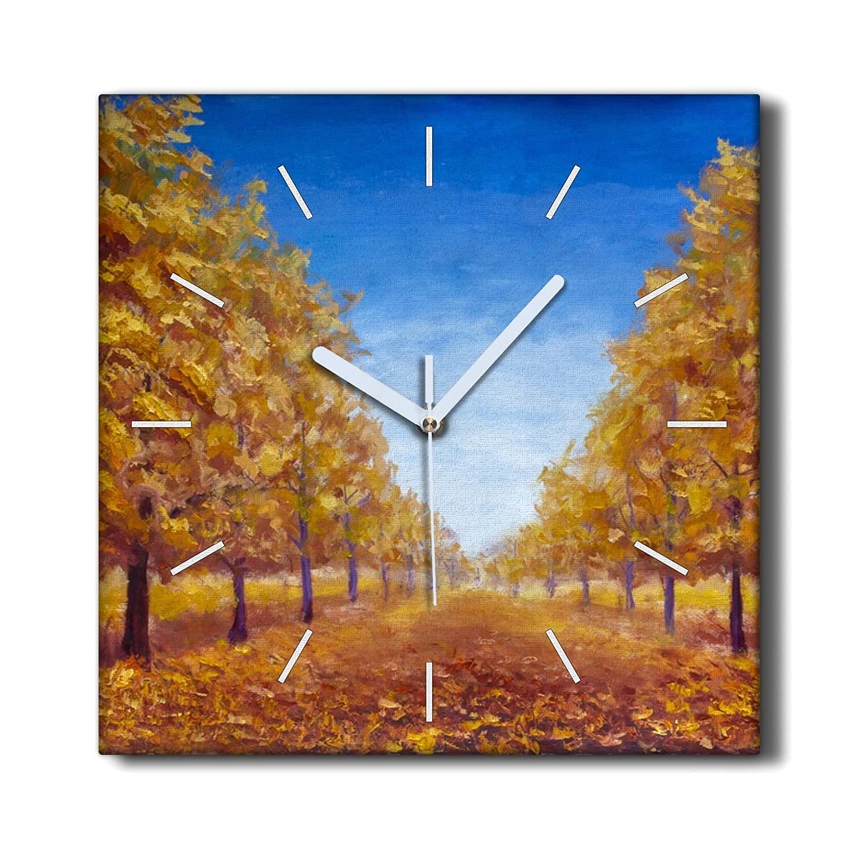 Horloge sur toile 30x30 cm Coloray Arbres d'automne pour la déco du salon