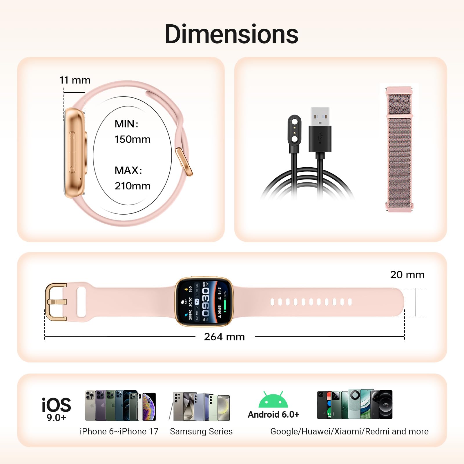 Fitpolo Smart Watch for Women, 1.85" AMOLED Fitness Tracker with Bluetooth Call, Heart Rate/Sleep/SPO₂ Monitor, 100+ Sports Modes, 3ATM Waterproof Smartwatch for Android/iPhone, Includes 2 Bands