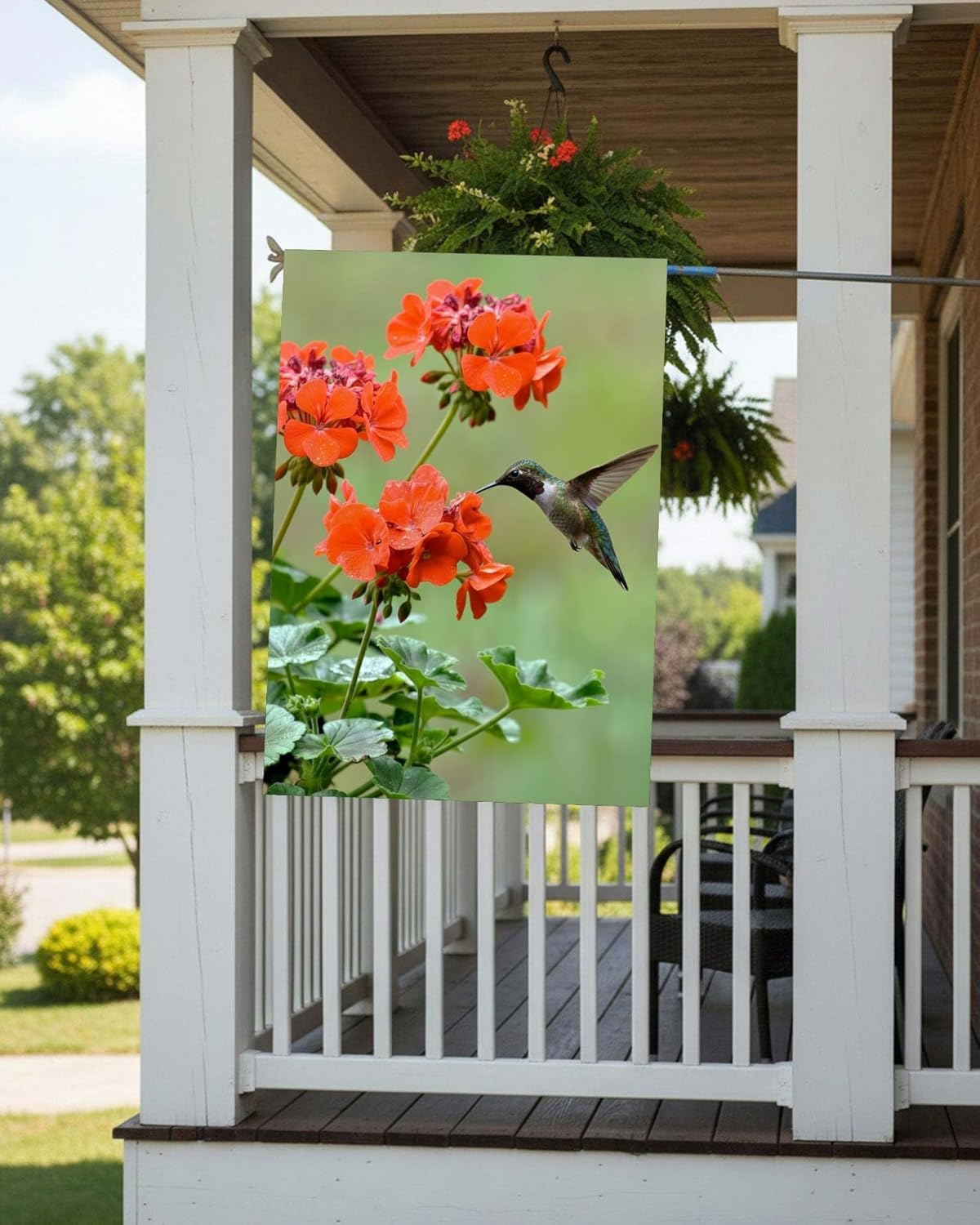 Hummingbirds Birds Spring Summer Red Flowers Blossom Seasonal House Flag 28" x 40" Double Sided Polyester Welcome Large Yard Garden Flag Banners for Patio Lawn Home Outdoor Decor