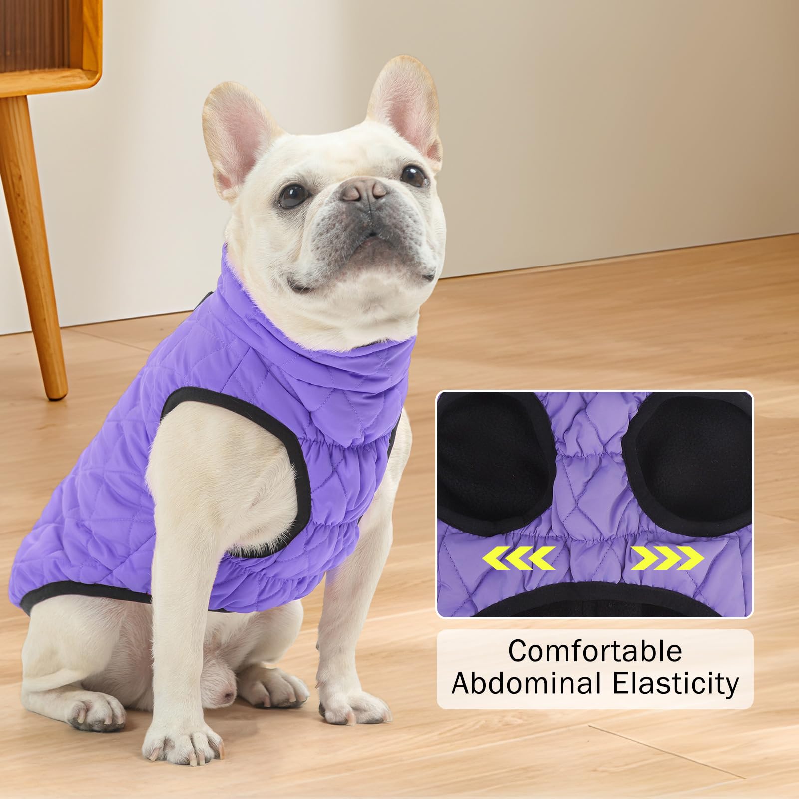 SCENEREAL Chaqueta cálida para perro, abrigo de invierno con arnés, impermeable, chaleco acolchado de forro polar, resistente al viento, ropa de nieve para perros pequeños a medianos