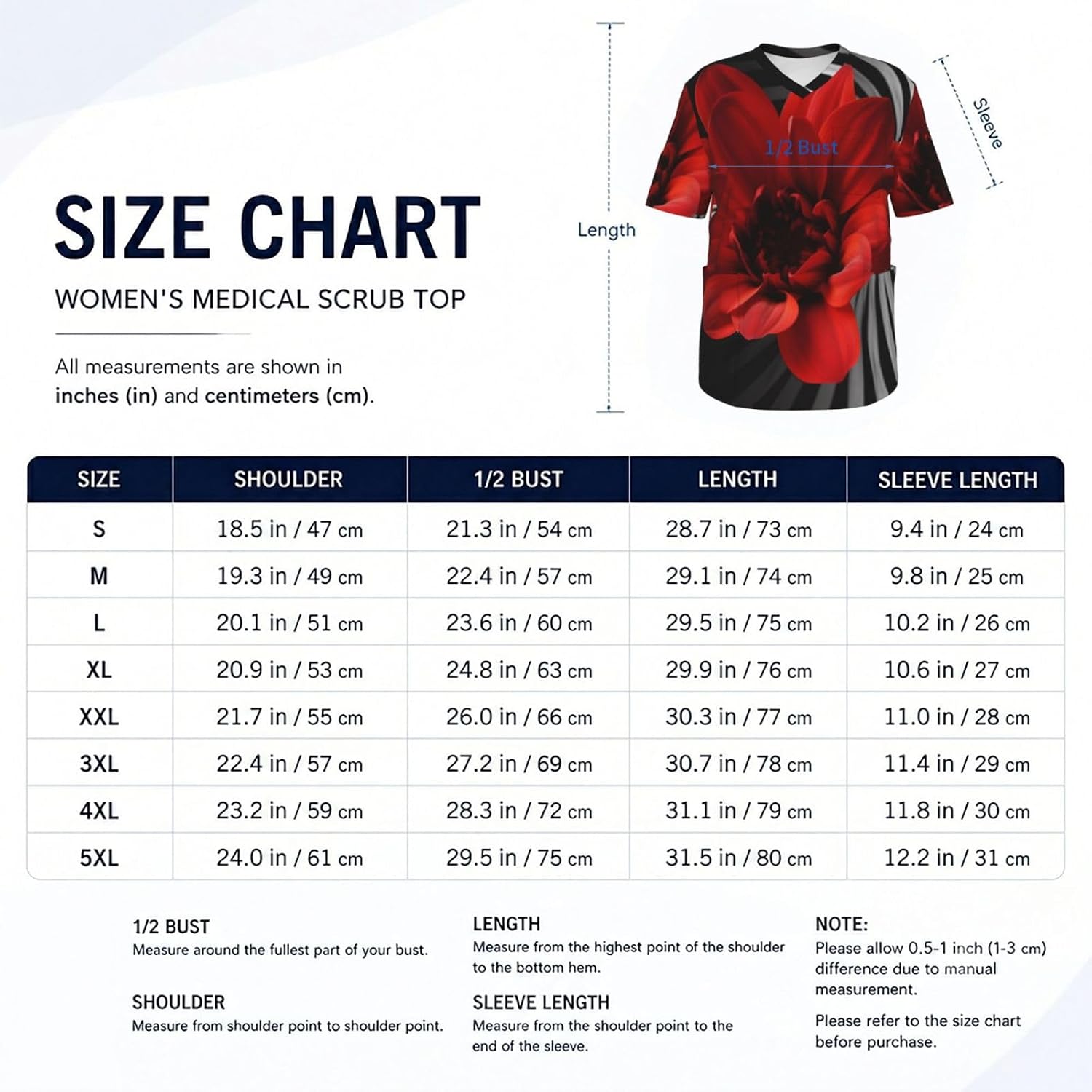 Professional Scrub Tops for Men, Classic V-Neck Workwear with 3 Pockets