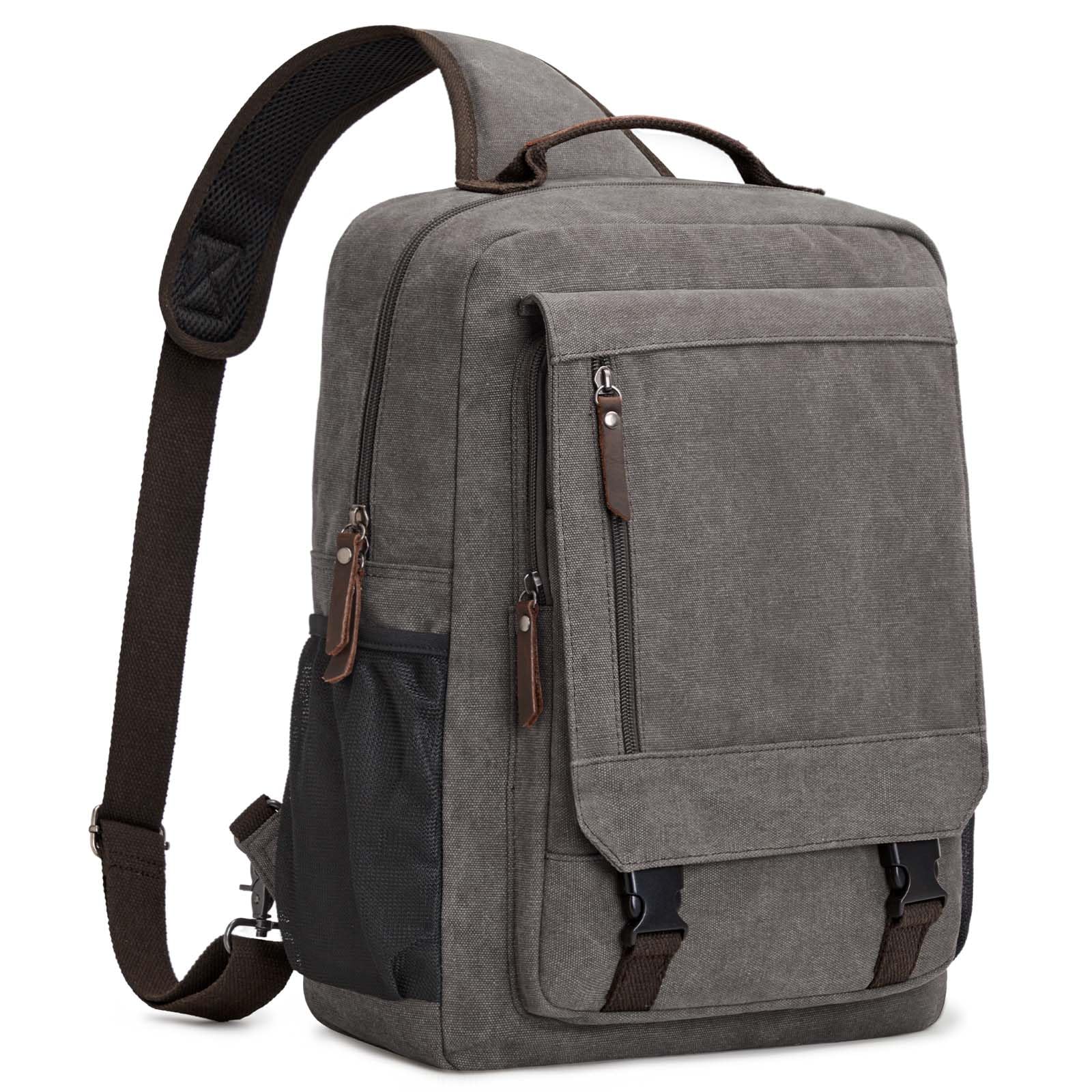 S-ZONE Zaino da Uomo in Tela Impermeabile da 13-16 Pollici per Laptop Borsa a Tracolla Casual