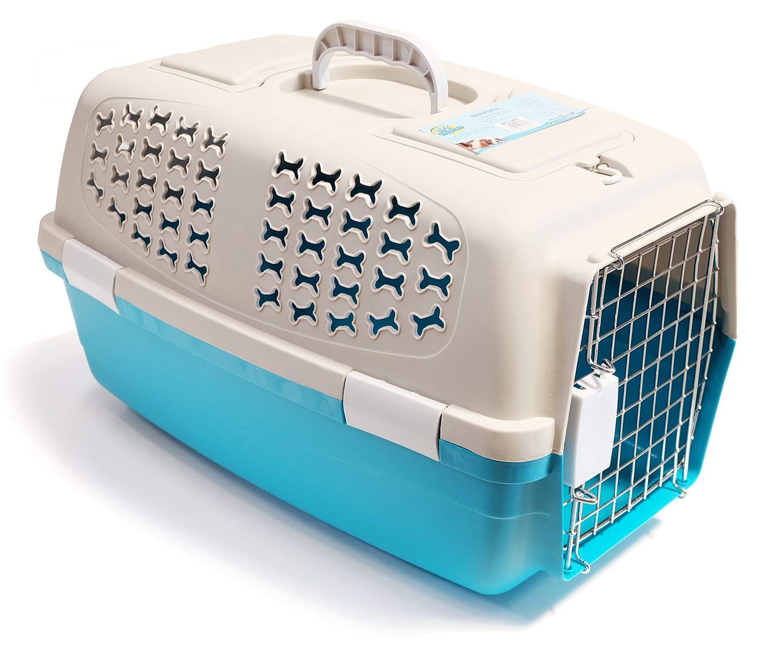 BPS (R) Transportín Rígido para Perro o Gato, Animales Domésticos, Tamaño: 60 x 39 x 35 cm. (Azul Claro)
