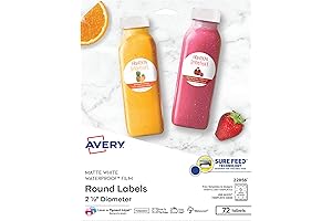 Avery 2.5" Durable Waterproof Round Labels with Sure Feed Technology (22856)