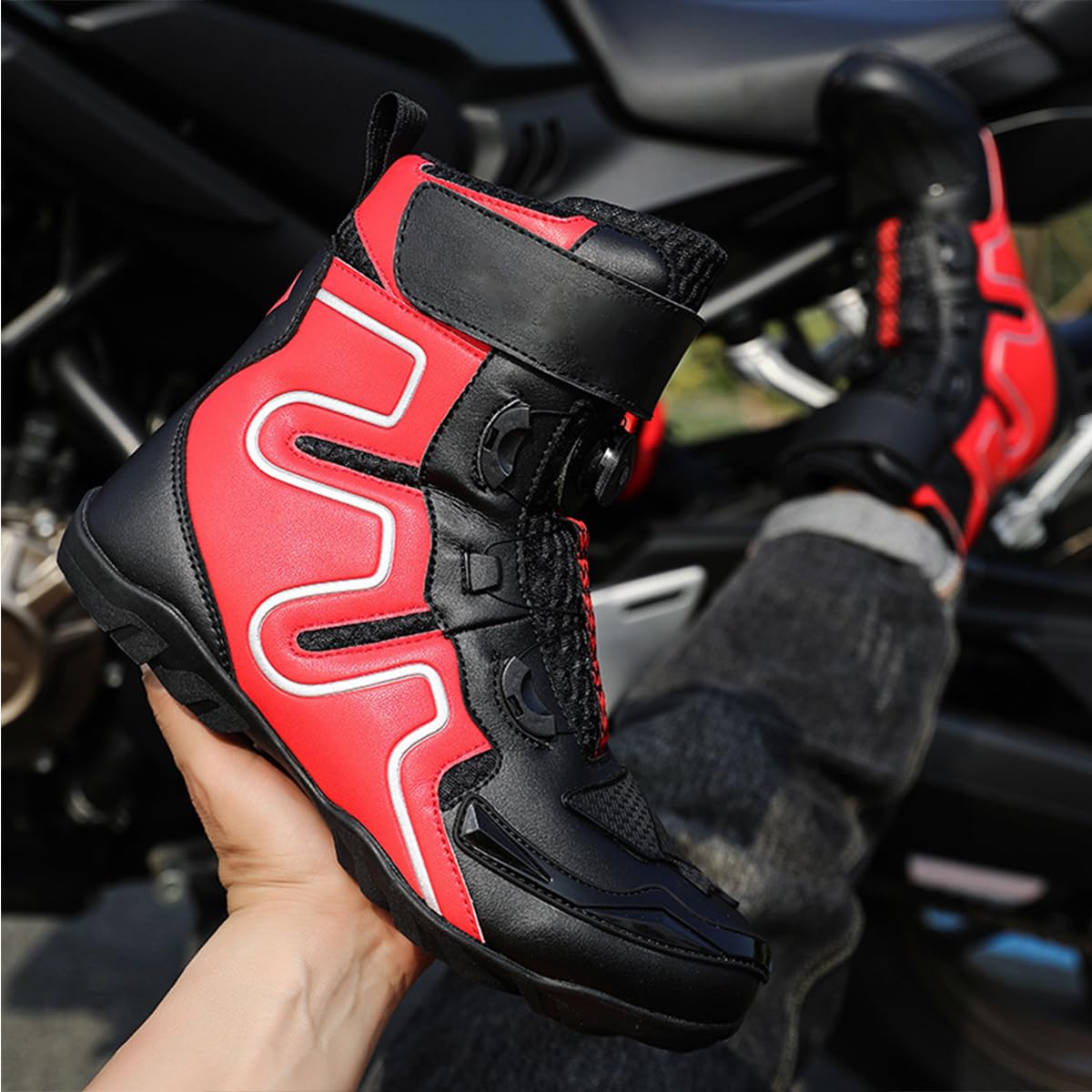 SDEQA Scarpe Moto Uomo Stivali Moto Protezioni Rinforzate