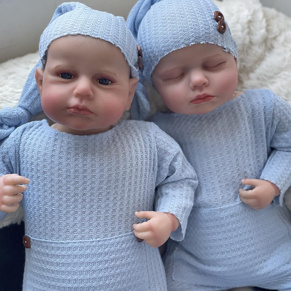 Lonian 50 cm Neonato Real Soft Touch da Collezione Art Reborn Doll con Bambola per Capelli Disegnata a Mano (Gemelli)