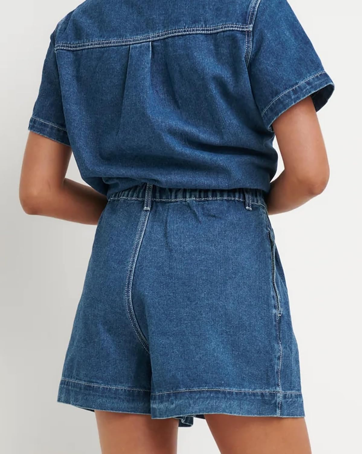 Kedera Summer Denim Set for Women 2 piece Casual Short Sleeve Boxy Shirt Tops and Shorts Pants Lounge Sets Outfits - Image 7