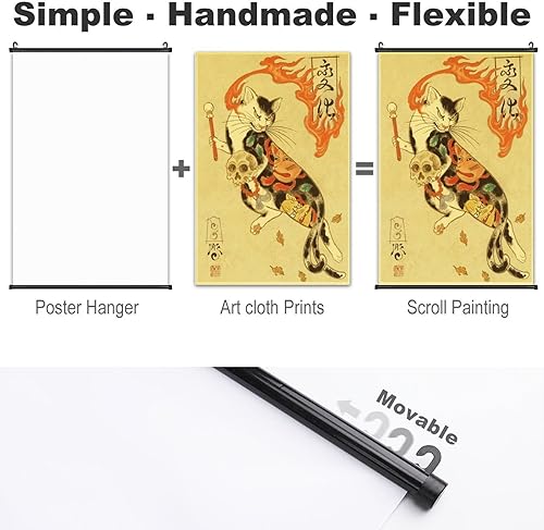 Miniatura 3 de Una amplia variedad de tatuajes de gato samurái japonés retro vintage con 13 rollos de pared para colgar (16 x 24 pulgadas)