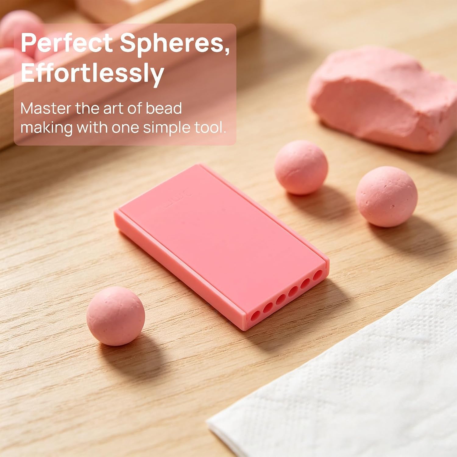 Ipetboom 4pcs Clay Bead Shaper Roller, Polymer Clay Modeling Tool Pink