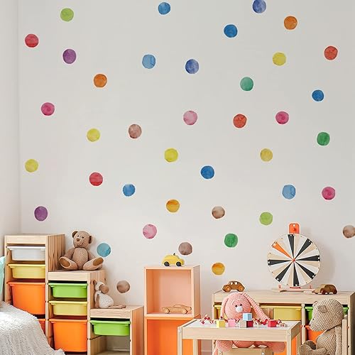 Calcomanías de pared de lunares coloridos, pegatinas de pared de puntos de acuarela para niños, bebés, niñas, adolescentes y habitación de guardería