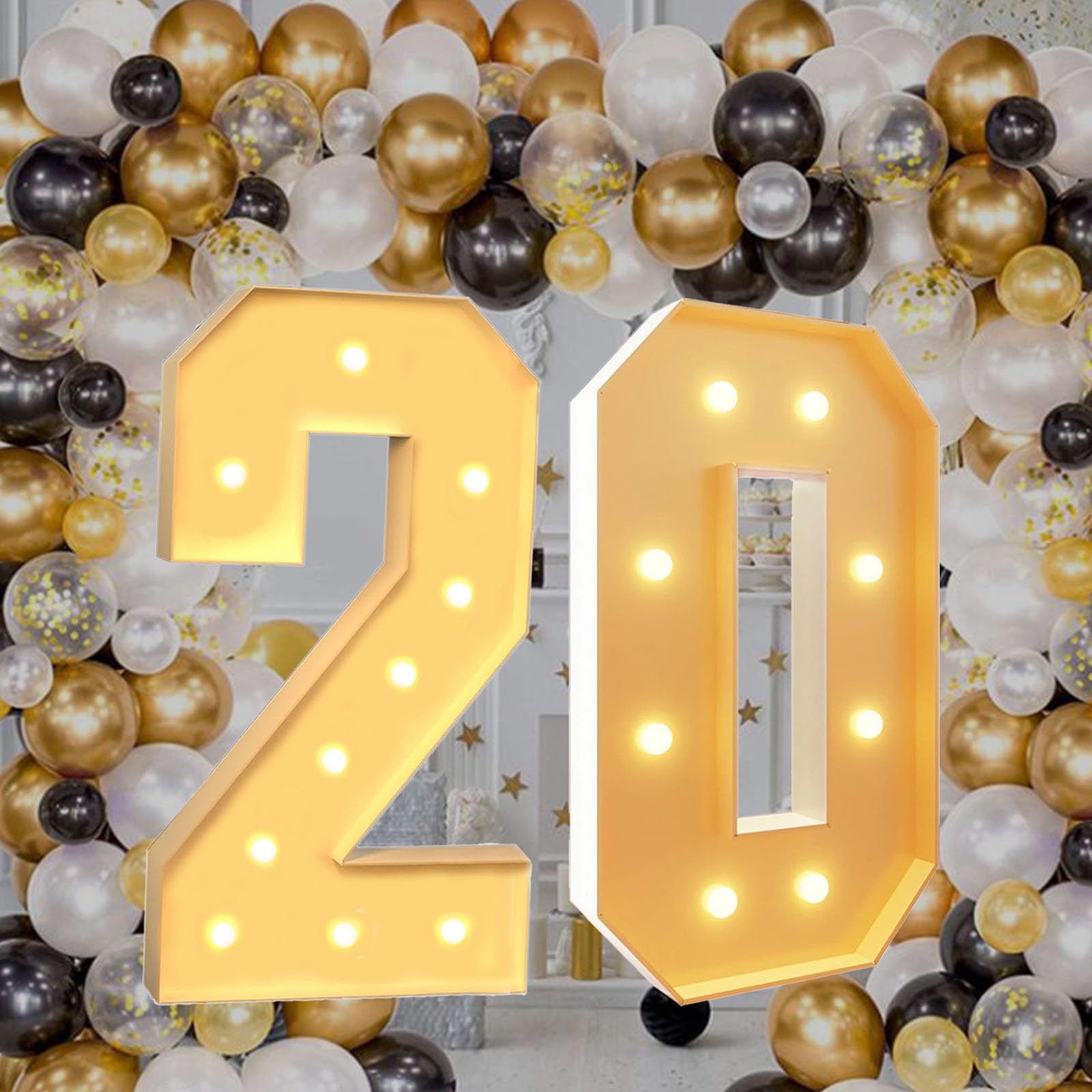 120 cm großes Festzelt, beleuchtete Zahlen, vorgeschnittenes Schaumstoffplatten-Set, kann für Geburtstage, Hochzeiten, Baby-Jubiläen, Party-Dekoration verwendet werden