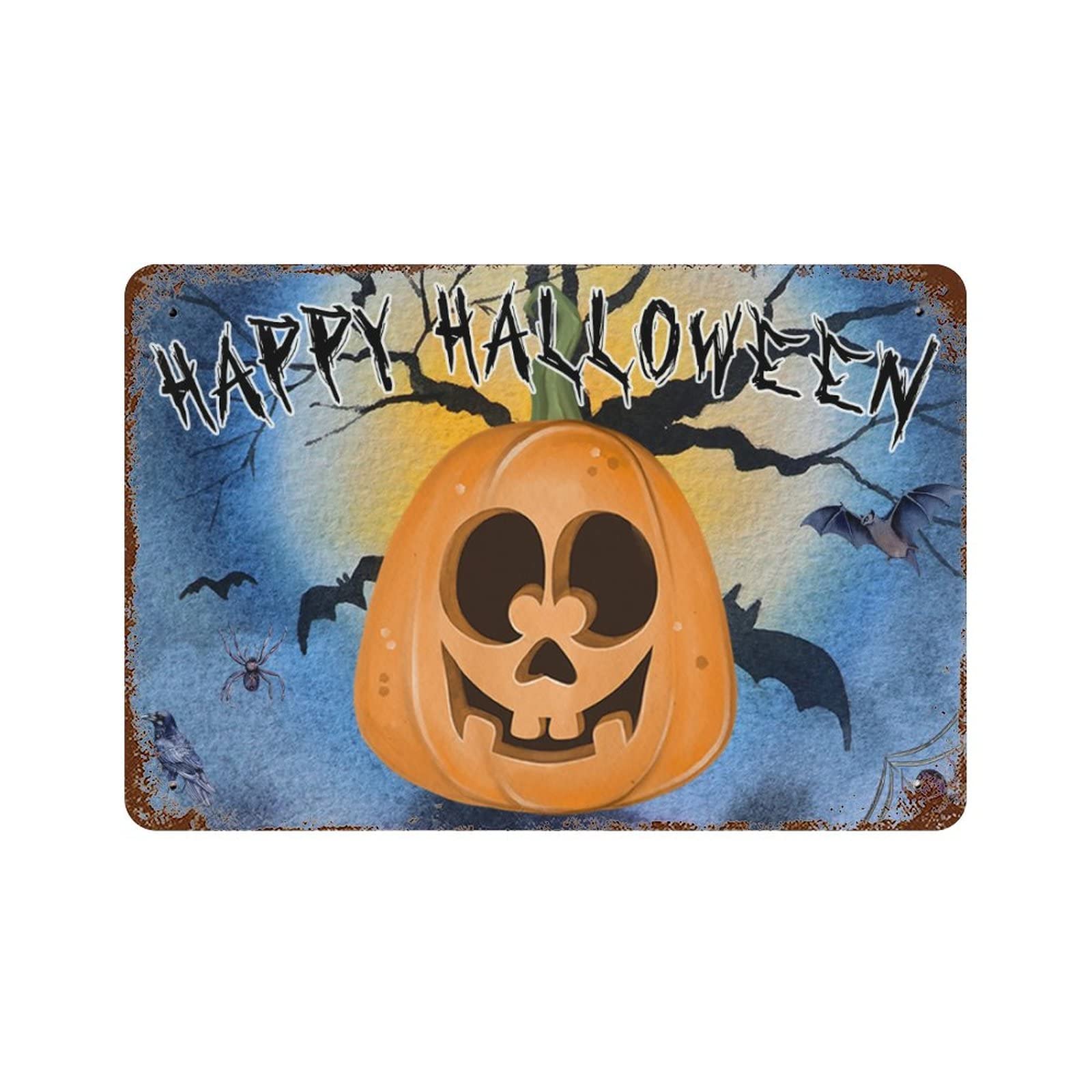 Chauve-souris et lanterne d'horreur sur plaque métallique premium de décoration 30x45cm