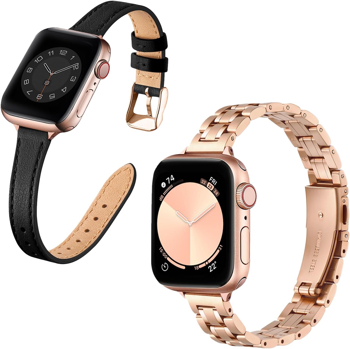 Bundle of the Metal and Leather Apple Watch Replacement Band
