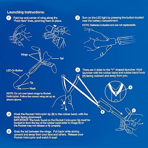 Miniatura 9 de s Slingshot LED Light Up Helicópteros, 6 helicópteros y 3 lanzadores - Como se ve en la televisión para niños unisex