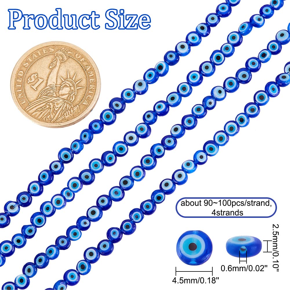 390 Pcs Blue Evil Eye Glass Beads - 4mm To 10mm, Lampwork Beads For Jewelry Making