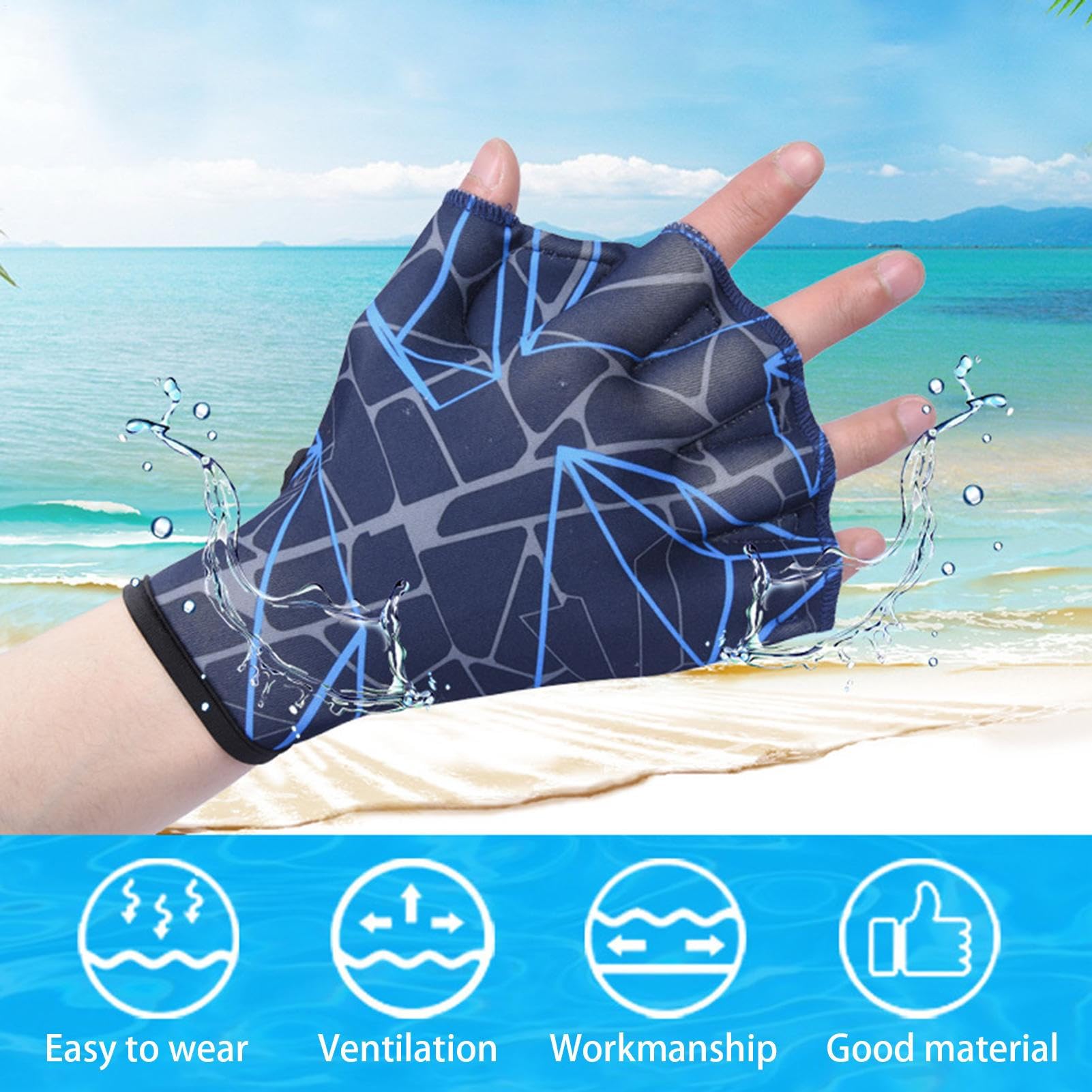 Aqua Handschuhe – Schwimmhandschuhe/Handschwimmhandschuh, halbe Aquatik, Handflossen, Unisex, Schwimmflossen Flowd, Webschwimmhandschuhe für