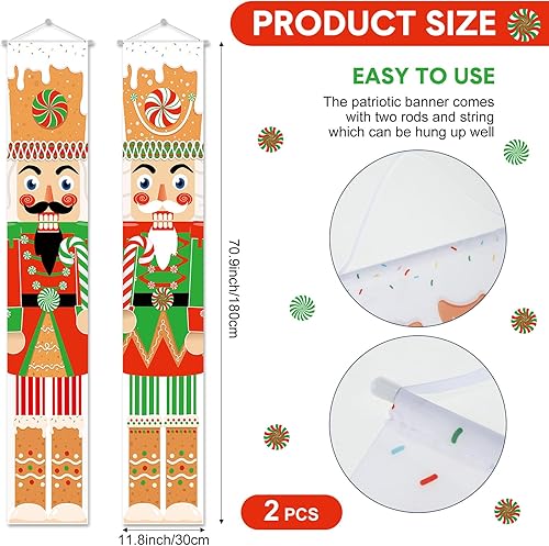 Miniatura 2 de Capoda 2 carteles de soldado de Navidad para porche, piruleta, decoraciones de Navidad para puerta delantera, interior, patio, hogar, jardín,