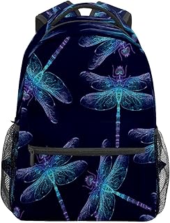 Mochila escolar para meninas meninos mochila azul libélula inseto estudante bolsa livro para meninos menina leve durável médio ensino médio ensino médio bolsa de viagem caminhada acampamento mochila, Multicolorido, One Size, Clássico