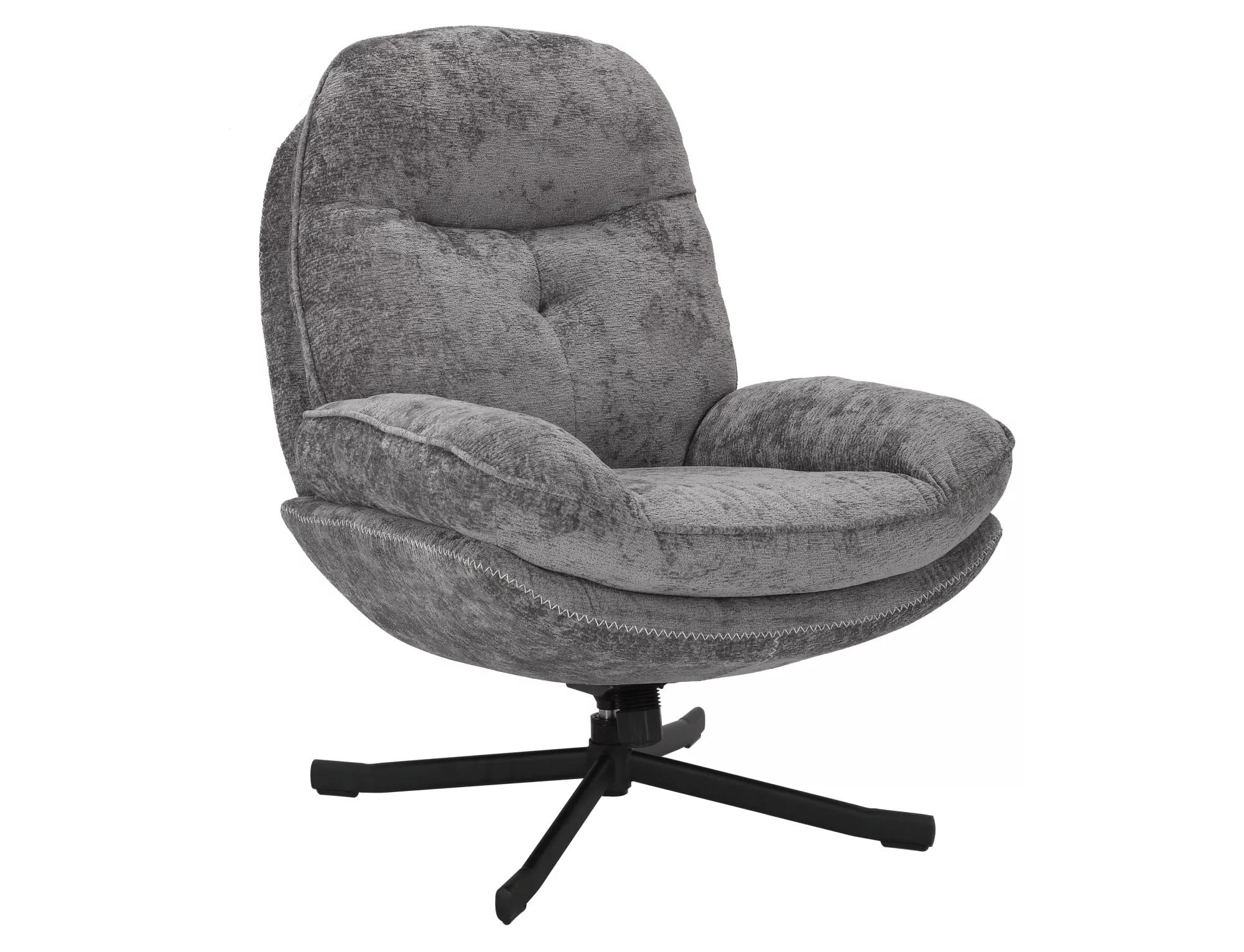 Harper, Drehsessel, Grau, 360° Drehfunktion, Ergonomische Rückenlehne, Stoff/Metall, 101 cm Höhe, Belastbar bis 150 kg