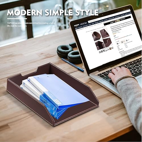 Miniatura 10 de Organizador de escritorio de oficina y accesorios de espacio de trabajo para hombres, juego de 6 piezas de cuero negro, taza para lápices, soporte