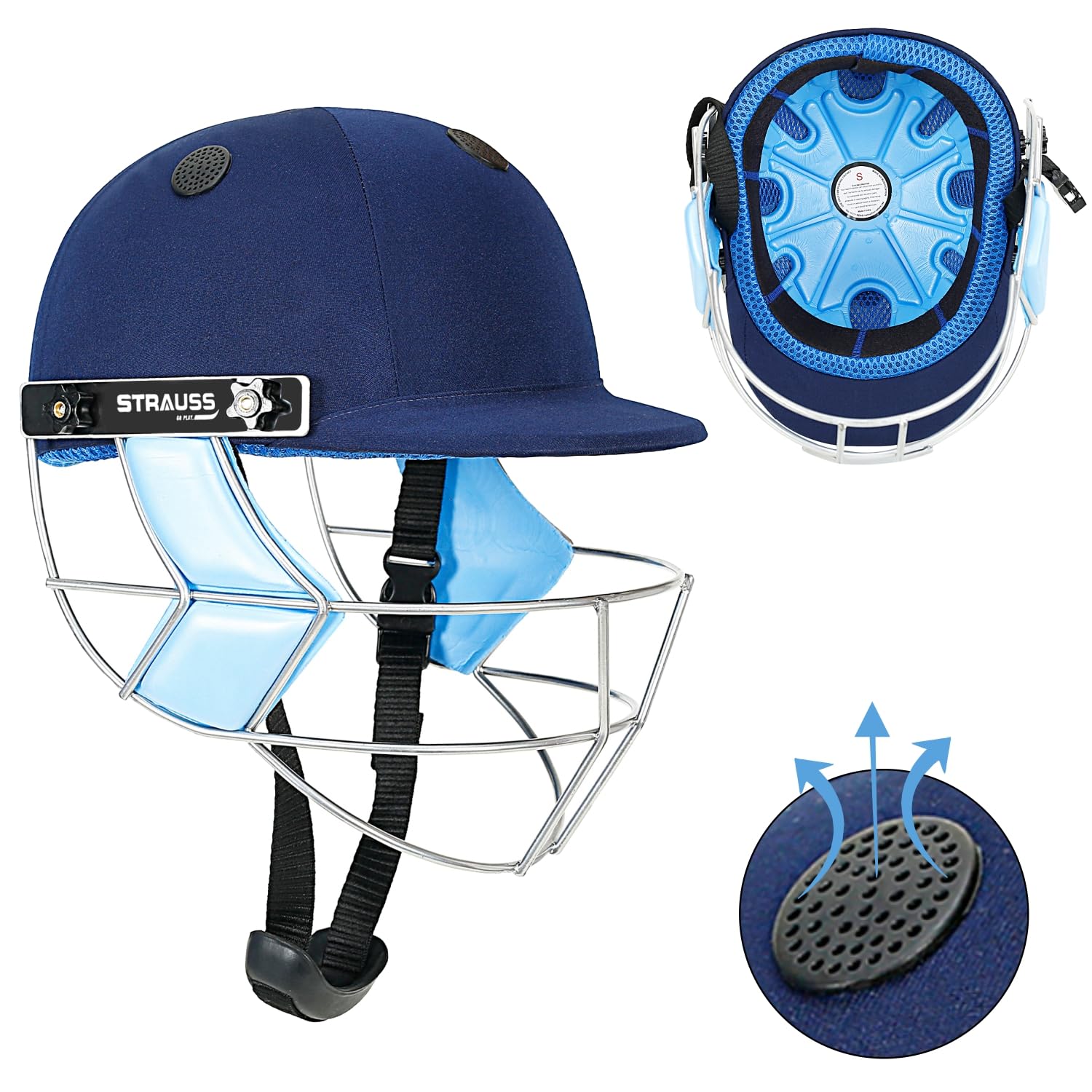 Strauss Cricket Helmet | Steel Grill | Edition: Step One | Size: Medium | Age: 15+yrs | Color: Blue | for Men, Women | Lightweight | Advance Protection | Leather Ball Cricket Helmet (B0C4B8KQJN) Amazon Price History, Amazon Price Tracker