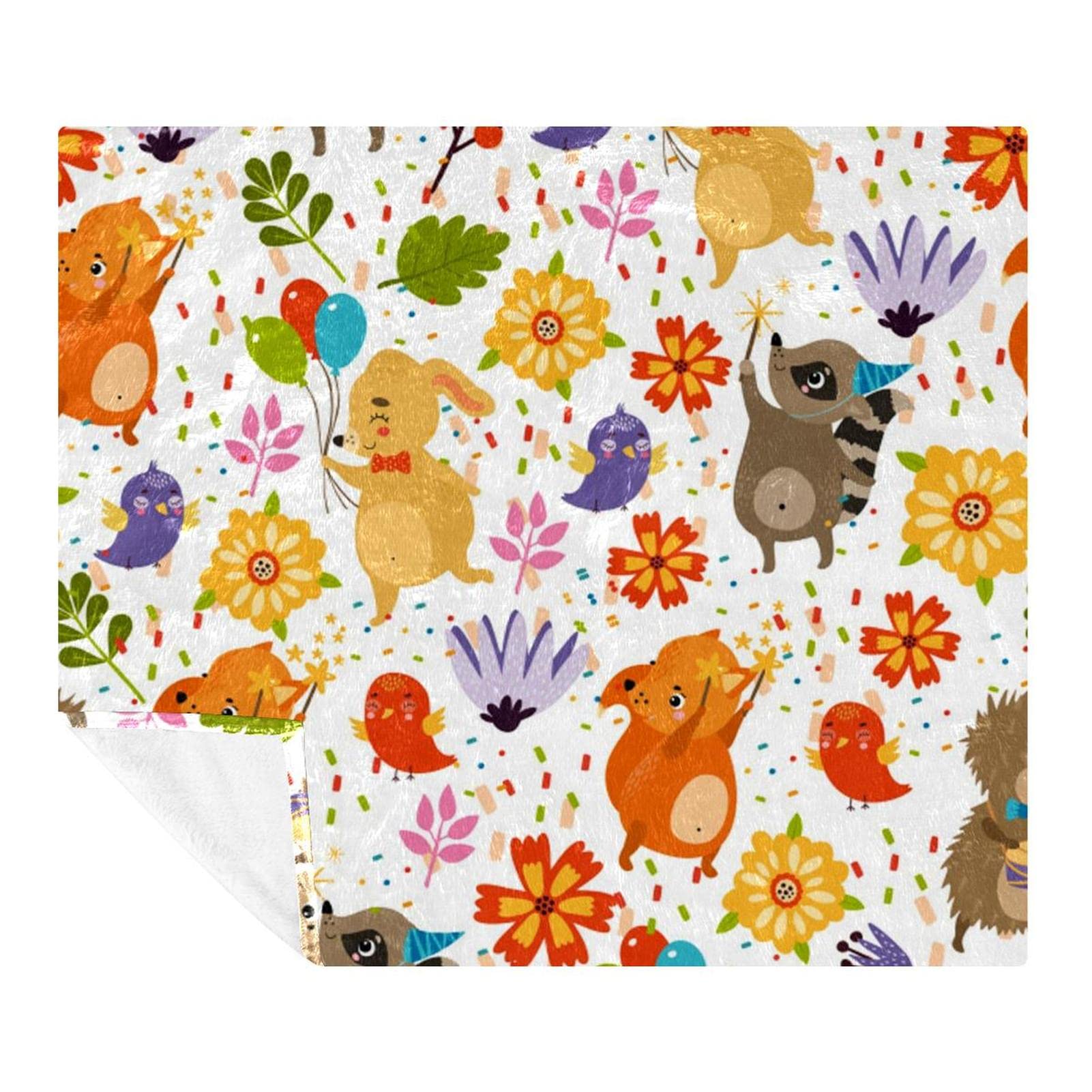 Couverture microfibre Happy Animals pour voyage et lit - Plaid polaire léger pour enfants