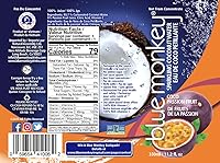 Vista 2 de Blue Monkey Agua de coco con gas con maracuyá 99.7% agua de coco y mezcla de jugo, sin azúcar añadido, totalmente natural, estable
