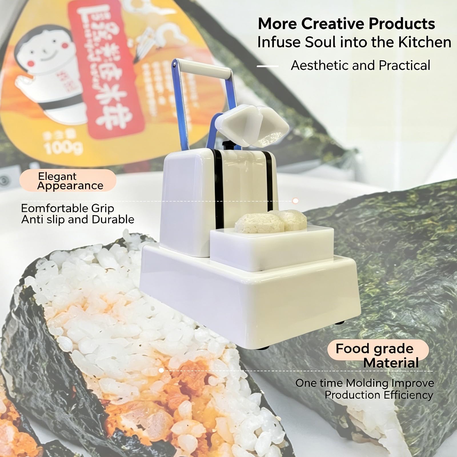 Máquina Comercial para Hacer Onigiri Triangular, Manual, Japonesa, con Molde Antiadherente Y Cuerpo De Acero Inoxidable, Ideal para Restaurantes Y Tiendas De Sushi