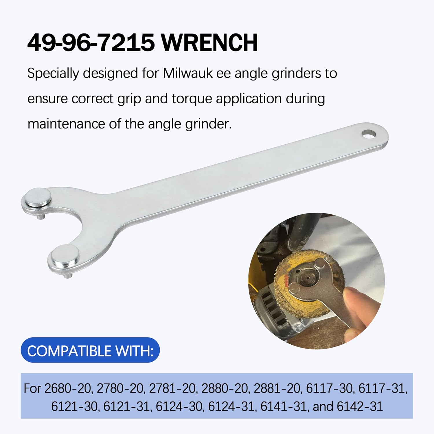 2-Pack 49-96-7215 Spanner Wrench Fits for Milwau-kee 2680-20、2780-20、2781-20、2880-20，6117-30 Multiple models of Angle Grinders