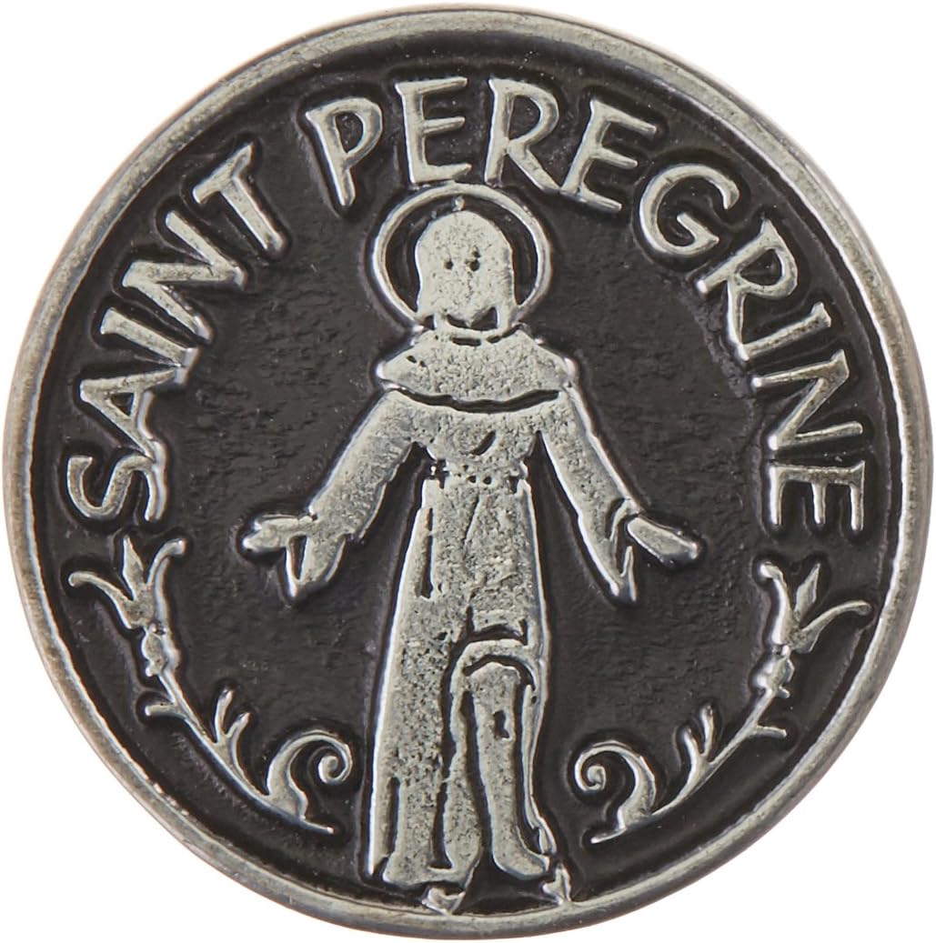 Cathedral ArtCathedral Art (Abbey & CA Gift Saint Peregrine Pocket Token, Silver, Black, 0.20" x 1.00"