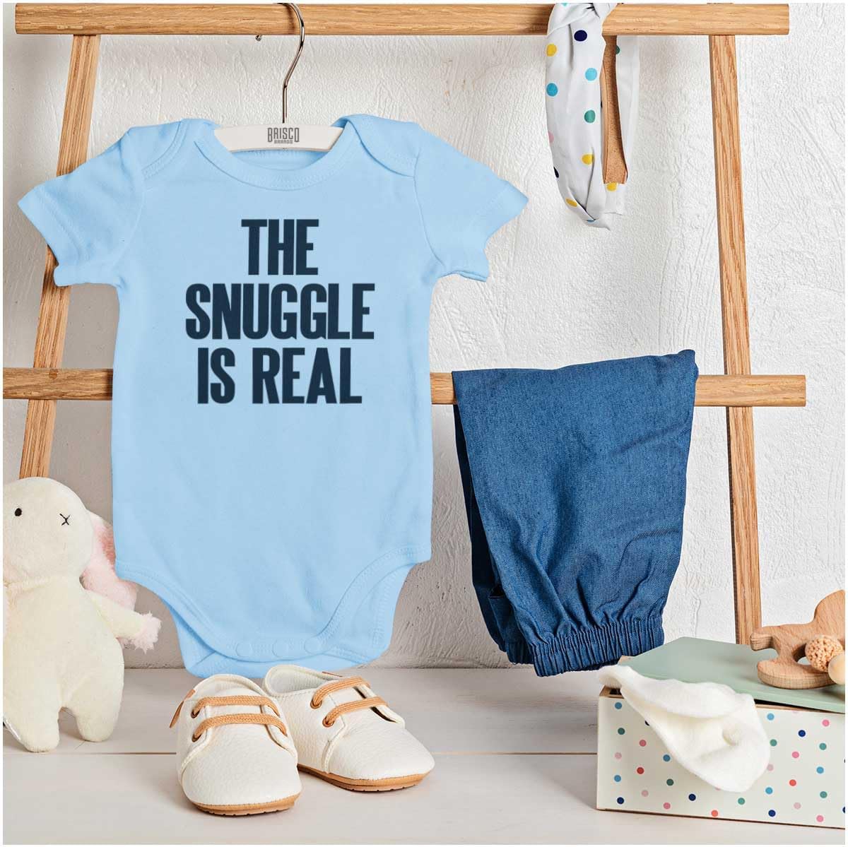 Brisco Brands The Snuggle Is Real Humor Pun Cute Baby Romper Boys or Girls
