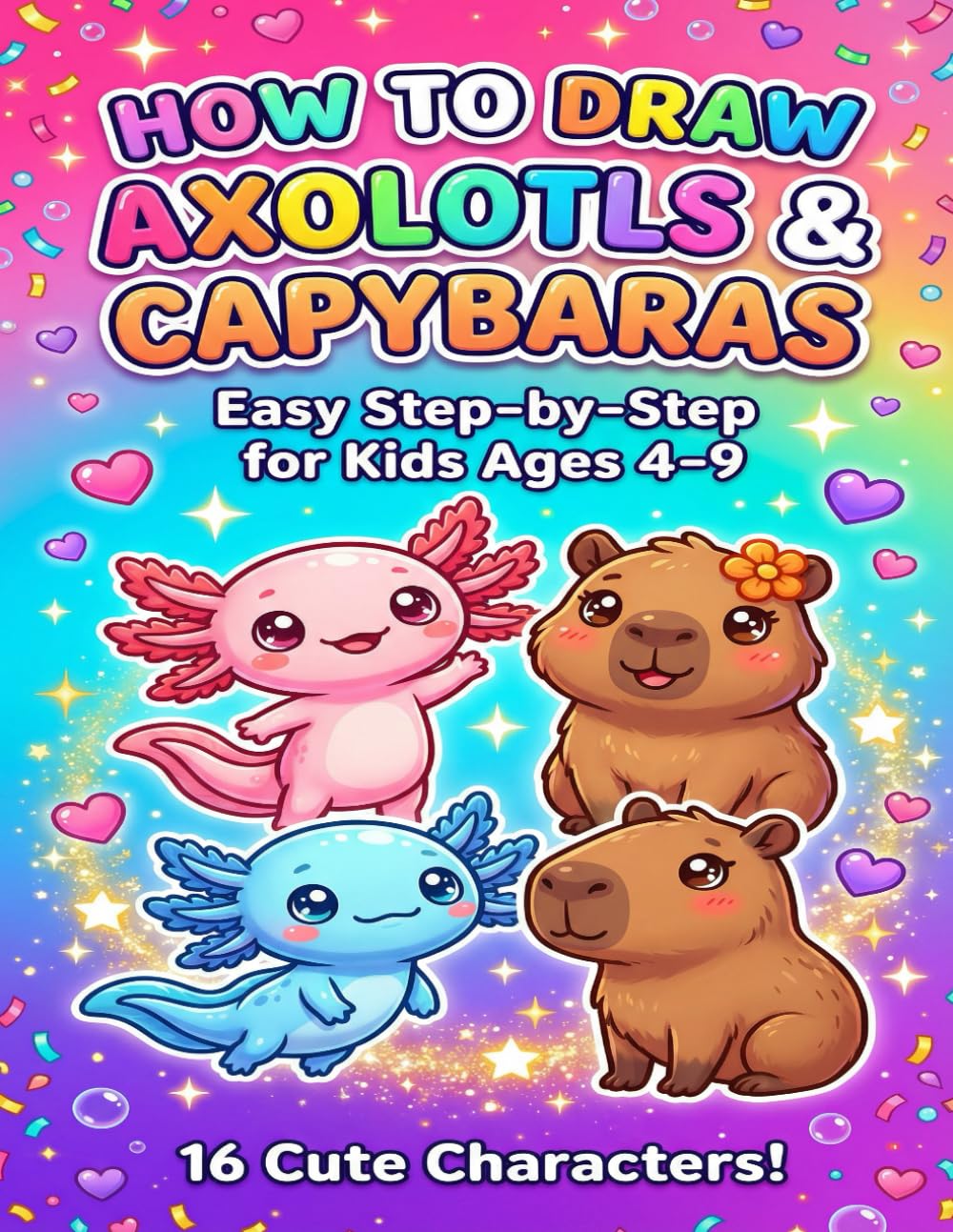 How to Draw Axolotls & Capybaras: Easy Step-by-Step Drawing Book for Kids Ages 4-9 | Learn to Draw Adorable Trending Animals