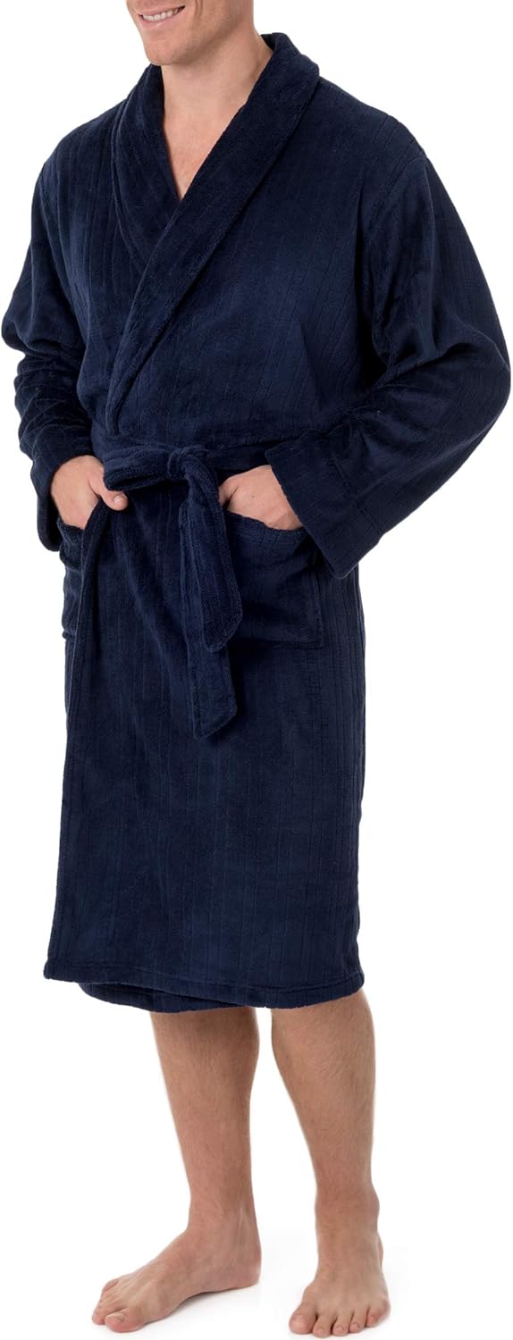 Van Heusen mens Drop Needle Comfort Soft Fleece Robe - Image 4