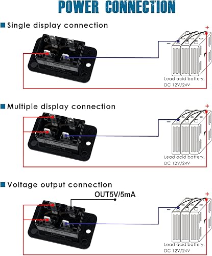 Miniatura 7 de Runleader - Indicador de batería LED de 12 V, 24 V, 36 V, 48 V, medidor de capacidad de batería, monitor de carga y descarga de batería para carrito