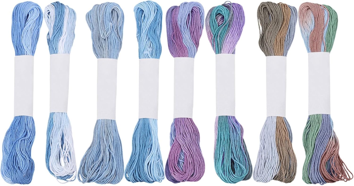 FREEBLOSS 8 Pcs Sashiko Thread Sashiko Skein 8 * 20 M Pure Cotton Embroidery Thread Japanese Sewing Threads Quilting & Embroidery Sewing Kit Supplies 8 Blue Mixed Colors