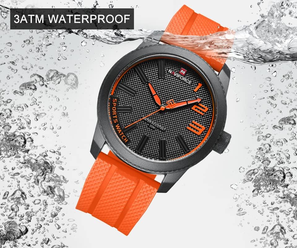 NAVIFORCE Sport Waterproof Watches for Students Boys Men, Silicone Band Watch with Second Hand - Image 6