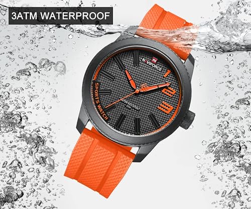 Naviforce Sport Waterproof Watches For Students Boys Men, Silicone Band Watch With Second Hand #TOP5