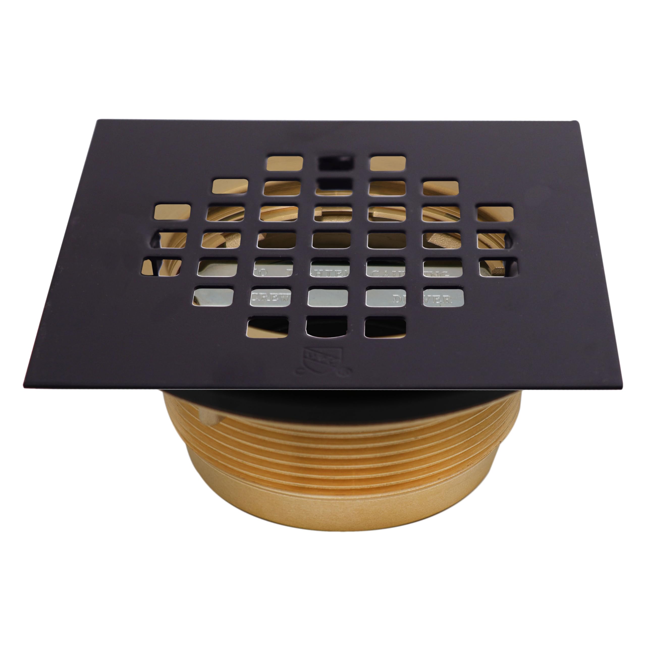 Westbrass A206BS-12 4-1/4" Square Grate Shower Drain Cover with 2" Brass Drain Pipe, Oil Rubbed Bronze