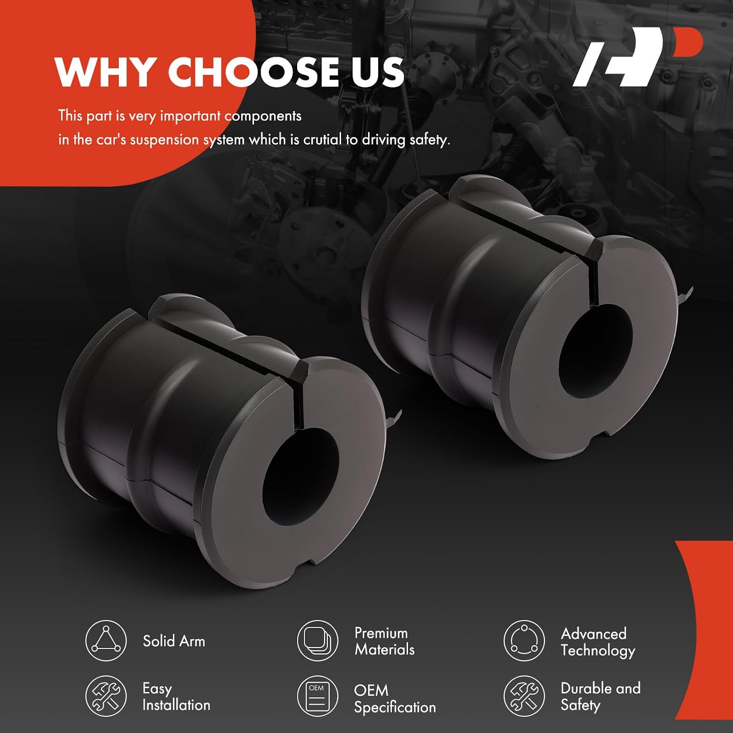 A-Premium 2 x Front To Frame Sway Bar Bushing Kit, Compatible with Dodge Charger 2006-2010, Challenger 2008-2009, Magnum 2005-2008 & Chrysler 300 2005-2014