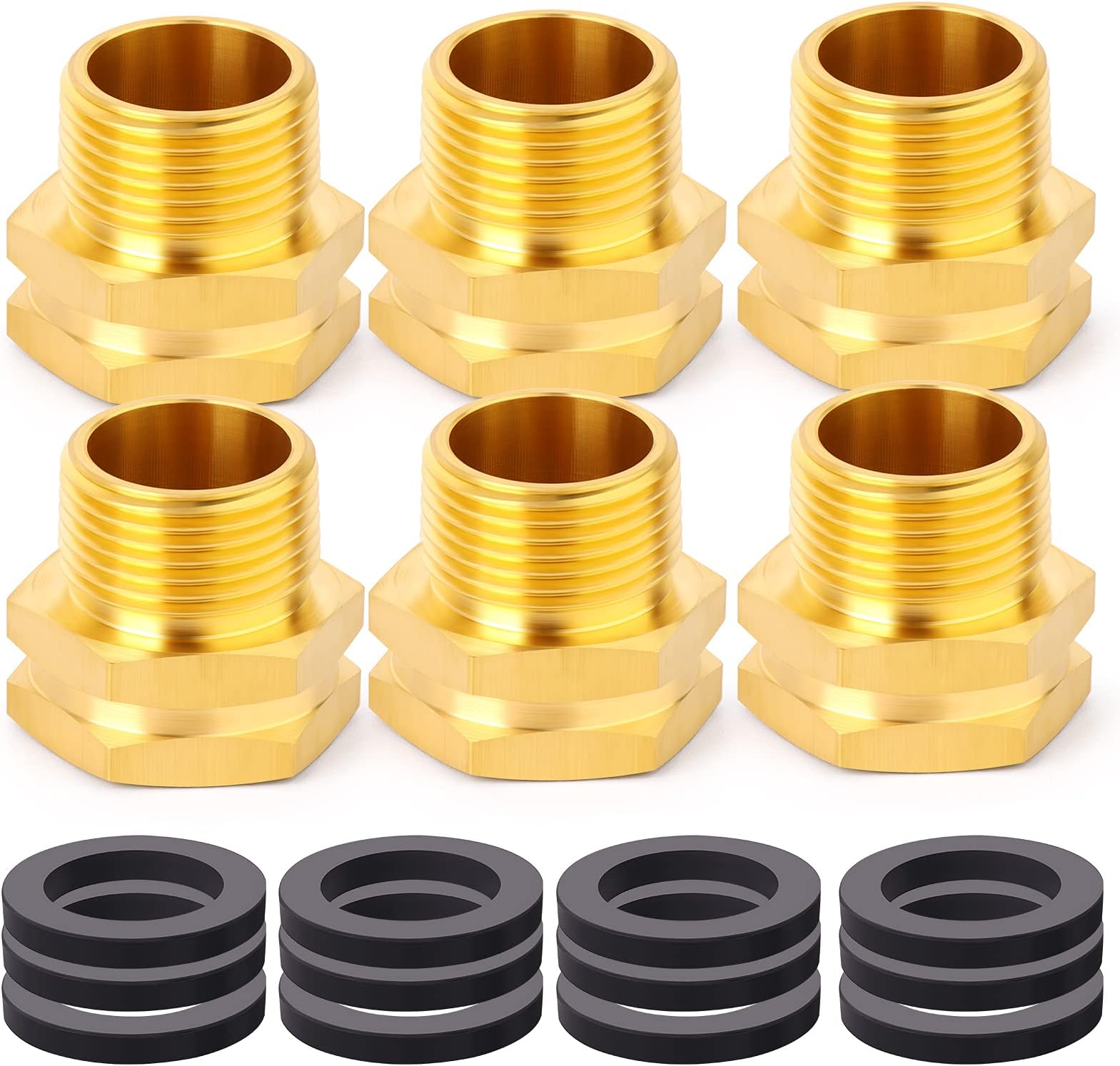 5 Pack 3/4”GHT Female X 3/4”NPT Male Solid Brass Garden