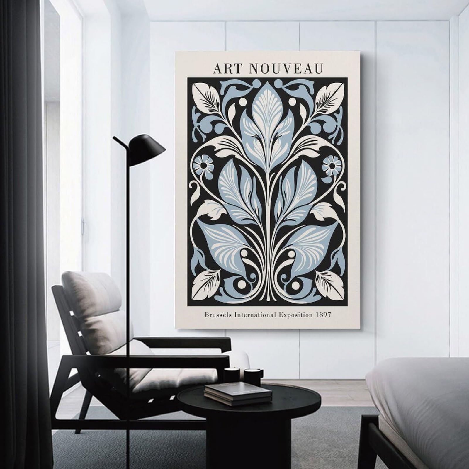 Junmoney Art Nouveau Botanical Art Canvas Wall Art, 20x30inch(50x75cm), for Entrance Walls, Hall Decor Or Foyers, Wall Decor to Refresh Empty Corners