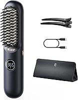 Fanttik Solo I10 APEX Cordless Hair Straightener Brush: 113% Larger Heating Area, LED Display, Ionic Tech for Fast Frizz-Free Styling - Midnight
