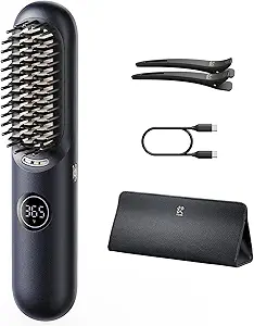 Fanttik Solo I10 APEX Portable Hair Straightener Brush, Cordless Straightening Comb with 113% Larger Heating Area & LED Display, Ceramic Coating & Ionic Technology, Safe Mode for Frizz-Free Shine